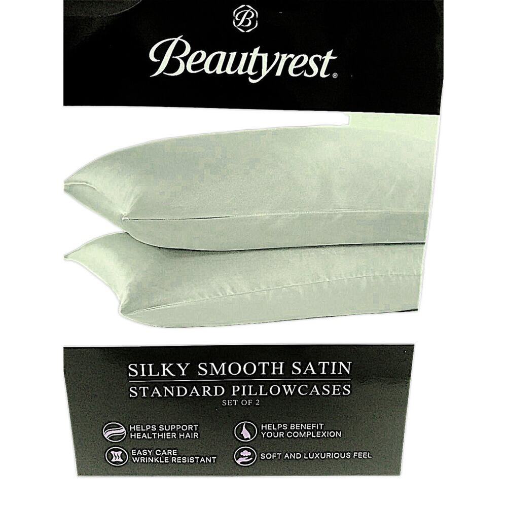 2Pc Beautyrest STANDARD Satin Pillowcases Lt SAGE GREEN Silky Therapy Hair Skin